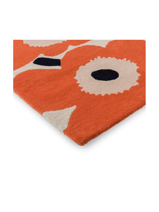 Marimekko Unikko Lucrat manual Covor Rectangular Orange Red
