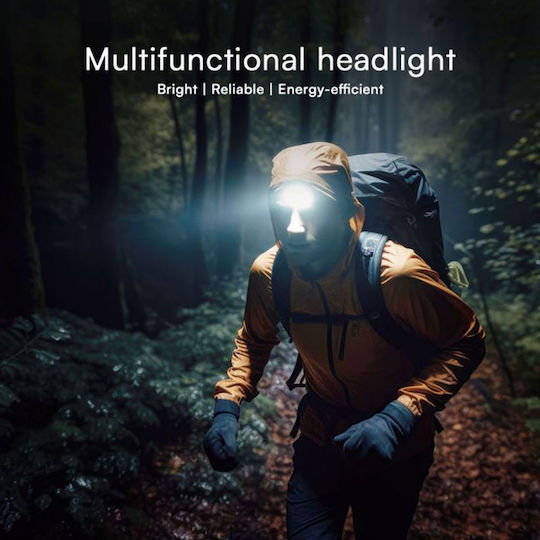 V-TAC Rechargeable Headlamp LED IP43 with Maximum Brightness 470lm Black