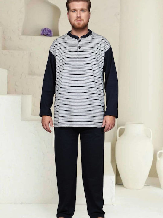 Rimoli Plus Size Men's Winter Cotton Pajamas Set Colorful