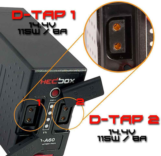 Hedbox Μπαταρία Βιντεοκάμερας HED-A60 6700mAh Συμβατή με Canon με 2x εξόδους D-Tap και 1x έξοδο USB-A 0736530981105