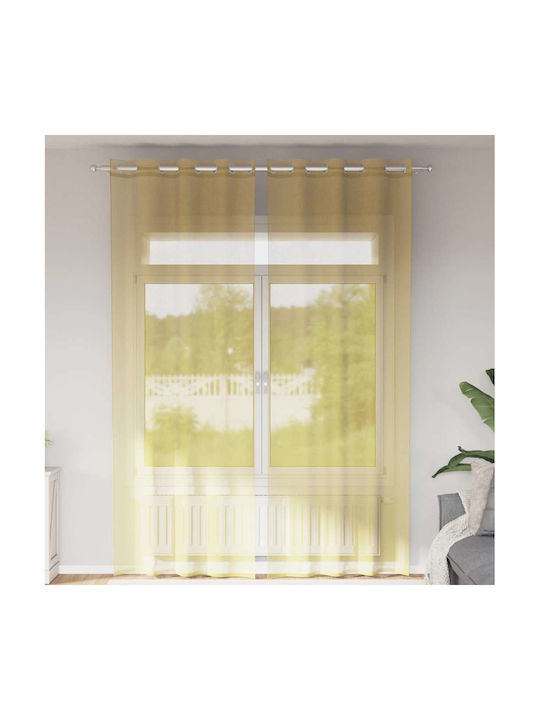 Voile Curtains Eyelets 2 Pieces Yellow Yellow 4102135