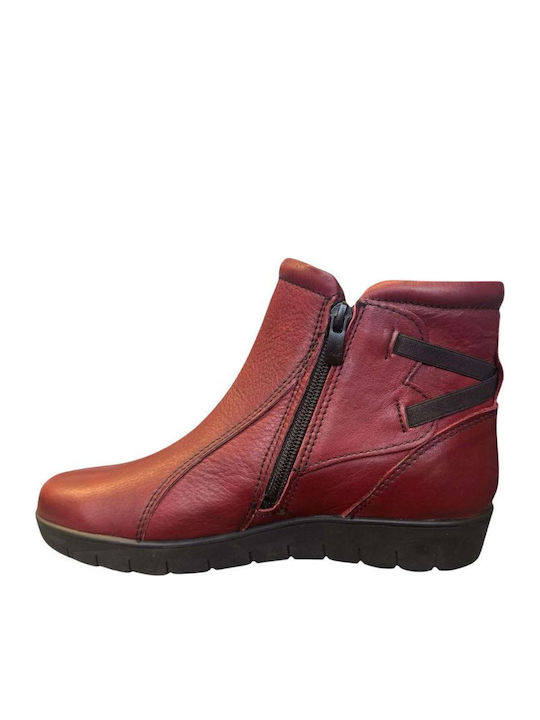 Leder Stiefeletten Damen Burgundisch