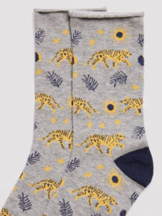 Women's Sock Ysabel Mora Cheetah Light Gray