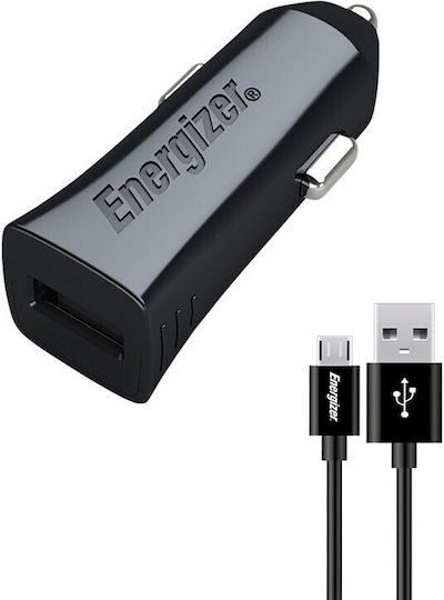 Energizer Car Charger Black Fast Charging with a Port USB with Cable Micro-USB