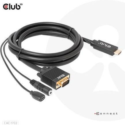 Club3d Hdmi To Vga Cable M M 2m/6.56ft 28awg