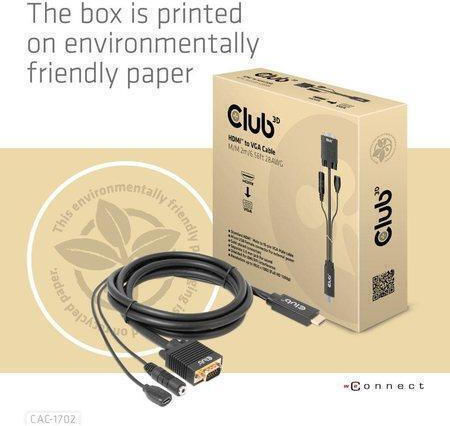 Club3d Hdmi To Vga Cable M M 2m/6.56ft 28awg
