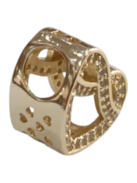 Kalliopi Silver Herz Charm aus Vergoldetem Silber mit Zirkon