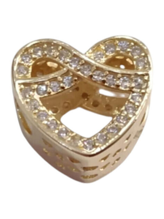 Kalliopi Silver Herz Charm aus Vergoldetem Silber mit Zirkon