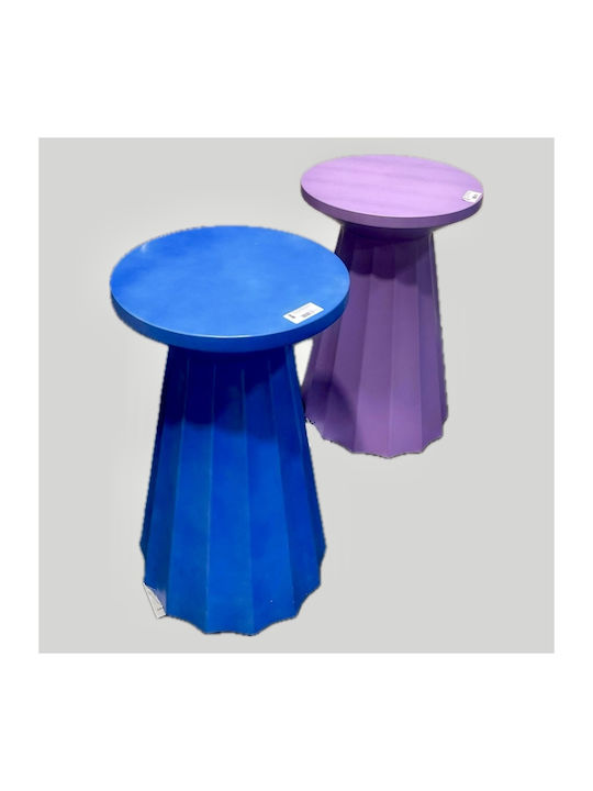 Masă Laterală Rotundă Plisse Metalică Violet L30xL30xÎ46cm