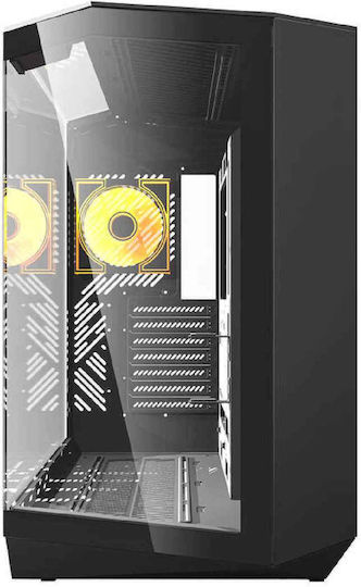 Darkflash DY470 (+fans) Gaming Middle Tower Carcasă Calculator cu Fereastră Laterală și Iluminare RGB Negru