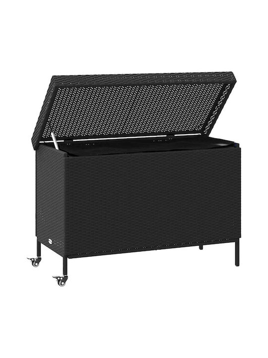 vidaXL Außenlagerbox Rattan Schwarz L110xB55xH73cm