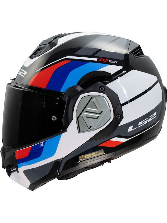 LS2 FF906 Advant Black Blue Red White Motorcycle Helmet Flip-Up ECE 22.06 1680gr with Sunvisor