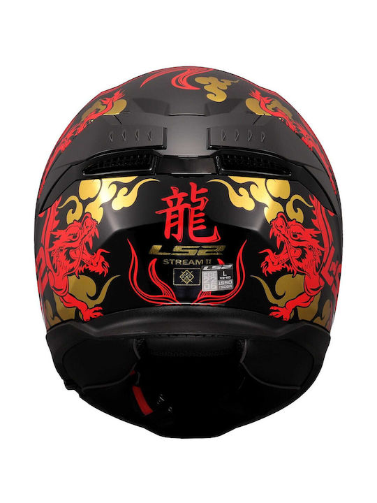 LS2 Stream II FF808 Drako Gloss Black/Red Motorcycle Helmet Full Face ECE 22.06 1550gr with Sunvisor