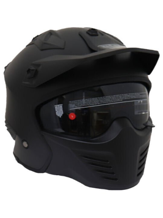 STR Eagle Black Matt Motorcycle Helmet Modular ECE 22.06 with Sunvisor