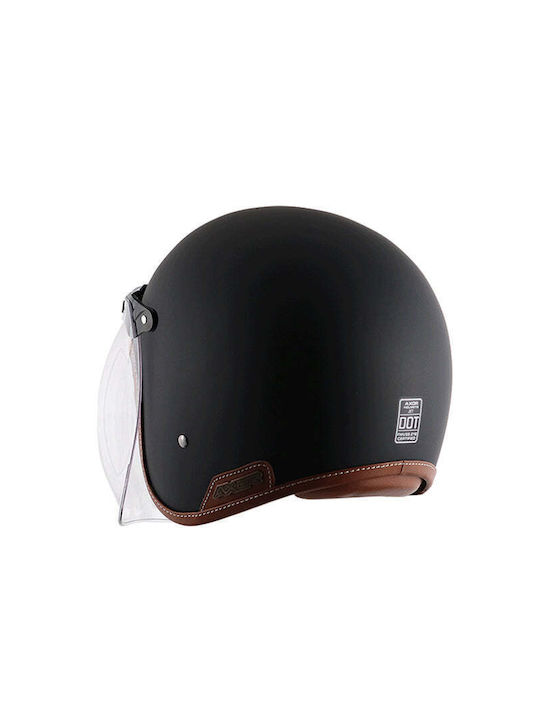 Axor Retro Black Matte Motorcycle Helmet Jet ECE 22.06 1250gr