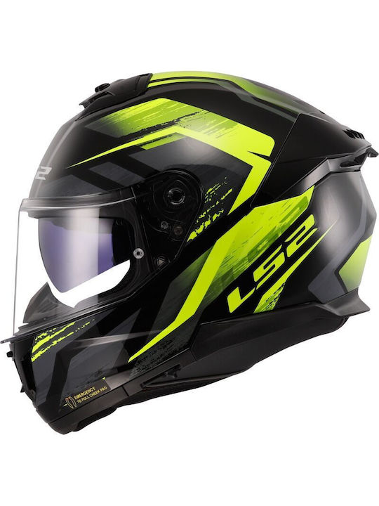 LS2 Stream Ii Fury Black/Yellow Motorcycle Helmet Full Face ECE 22.06 1550gr with Sunvisor