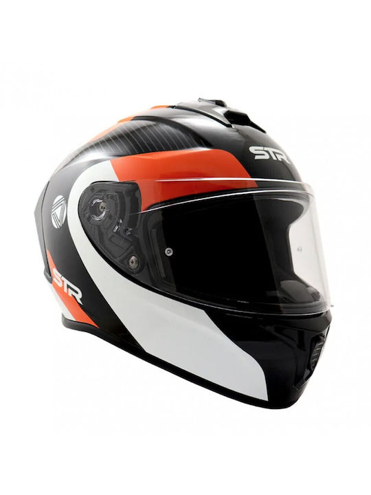 STR Libra Black/White/Orange Motorradhelm Volles Gesicht ECE 22.05