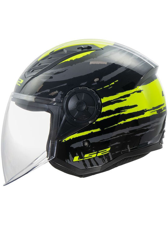 LS2 Of616 Airflow Ii Brush Black/H-V Yellow Motorcycle Helmet Jet ECE 22.06 1500gr