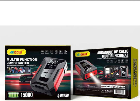 Andowl Q-DO250 Φορητός Εκκινητής Μπαταρίας Αυτοκινήτου 1500mAh με Power Bank / USB