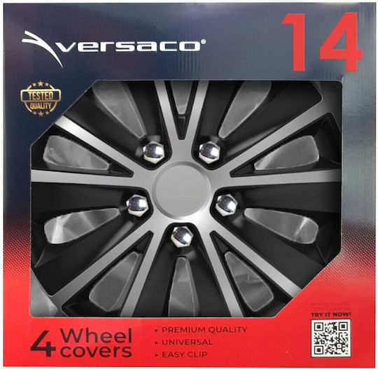 AMiO Car Hubcap Set 14" 4pcs Black