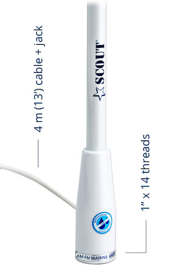 Eval Κεραία Σκάφους AM-FM Fiberglass 88-108Mhz 0.9 m