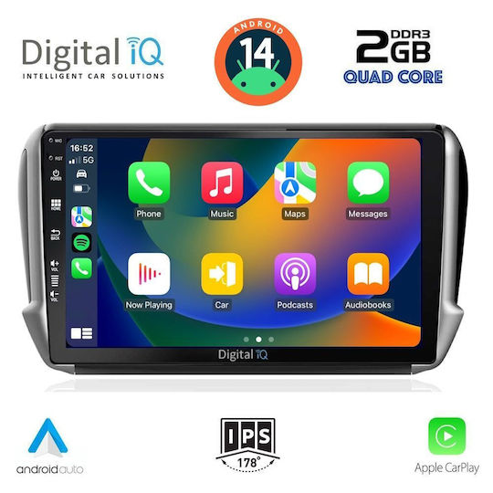 Digital IQ Ηχοσύστημα Αυτοκινήτου για Peugeot 2008 2012-2021 (Bluetooth/USB/WiFi/GPS/Apple-Carplay/Android-Auto) με Οθόνη Αφής 10"