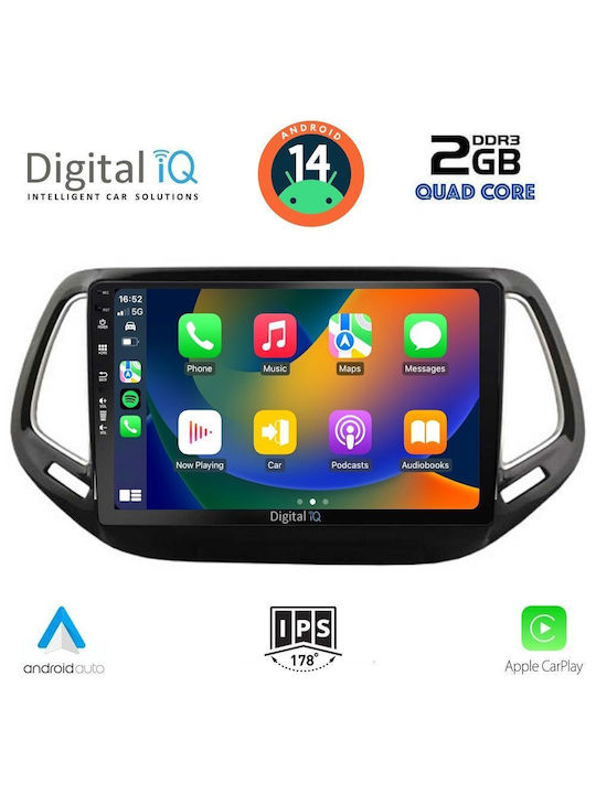 Digital IQ Car Audio System for Jeep Compass 2016-2021 (Bluetooth/USB/WiFi/GPS/Apple-Carplay/Android-Auto) with Touch Screen 10"