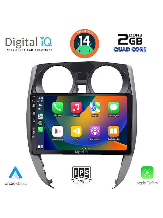 Digital IQ Car Audio System for Nissan Note 2012 (Bluetooth/USB/WiFi/GPS/Apple-Carplay/Android-Auto) with Touch Screen 10"