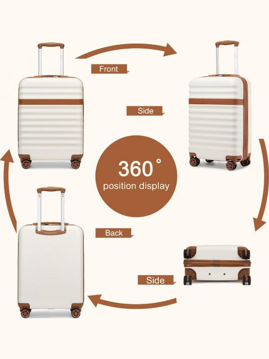 Miss Lulu Reisekoffer Kabine Hart Cream Und Braun Mit 4 Räder Höhe 55cm
