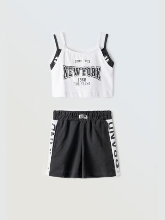 Evita Kinder Set mit Shorts Sommer 2Stück White/Black