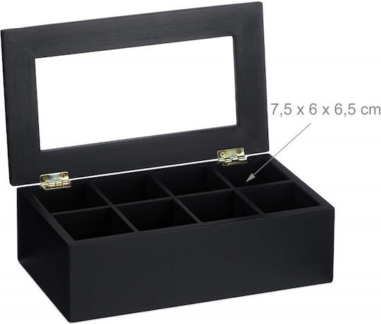Relaxdays Caseta Pentru Ceai / Cafea Cu Capac Din Lemn Negru 16x9x28cm