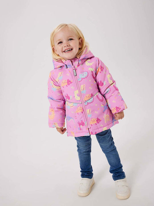 Kids' Casual Jacket with Hood Dino Pink