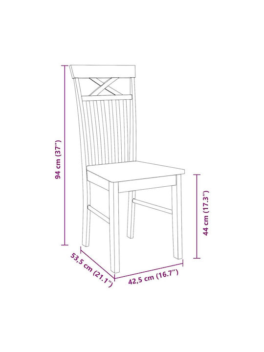 Dining Room Wooden Chair White 42.5x53.5x94cm 2pcs