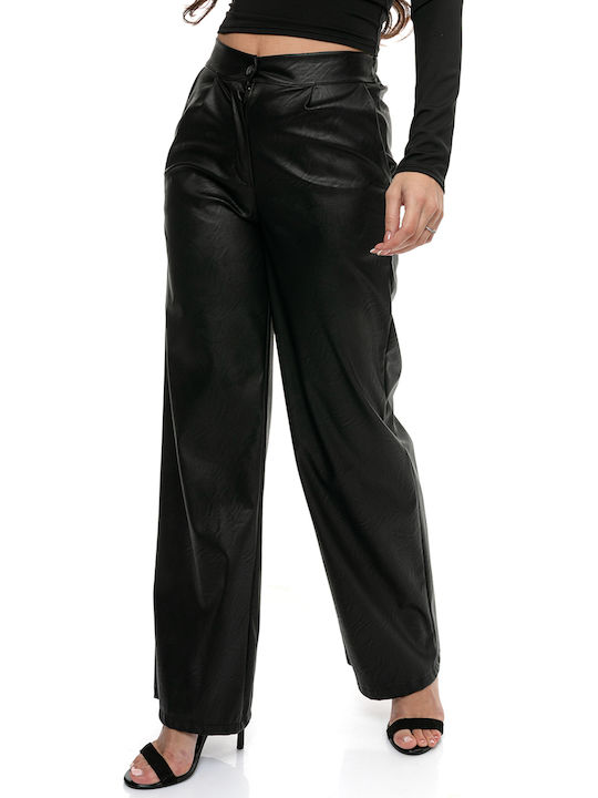 RichgirlBoudoir Women's Leather Trousers with Elastic Black