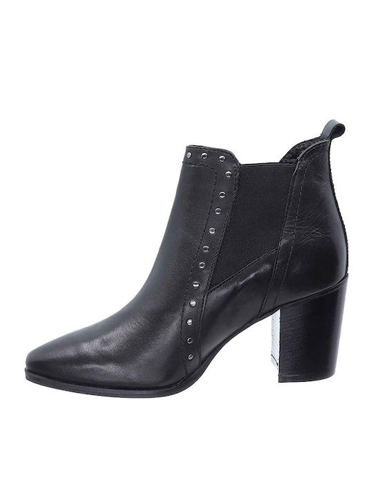 Leder Damen Chelsea Stiefeletten Schwarz