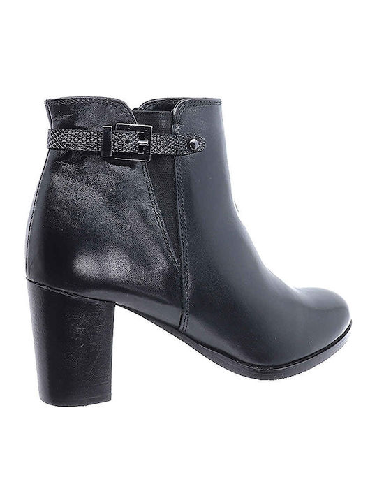 Leder Stiefeletten Damen Schwarz