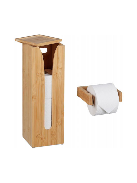 Relaxdays An der Wand montiert Badezimmer-Accessoire-Set Bamboo Beige