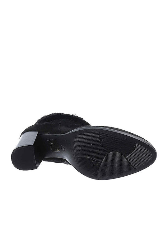 Leder Stiefeletten Damen mit Pelz Schwarz