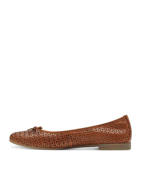 Synthetic Leather Pointy Ballerinas Brown