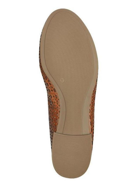 Synthetic Leather Pointy Ballerinas Brown