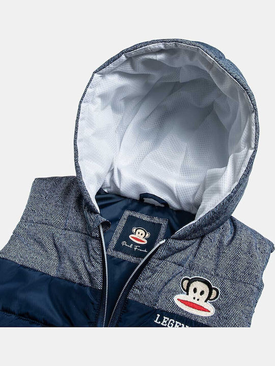 Kids' Casual Jacket Sleeveless with Lining & Hood Navy Blue