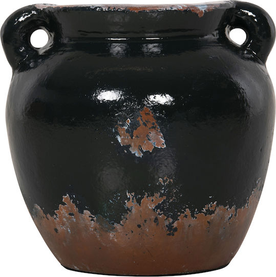 HomeMarkt Διακοσμητικό Βάζο Πήλινο Μαύρο Φ24xΥ23cm