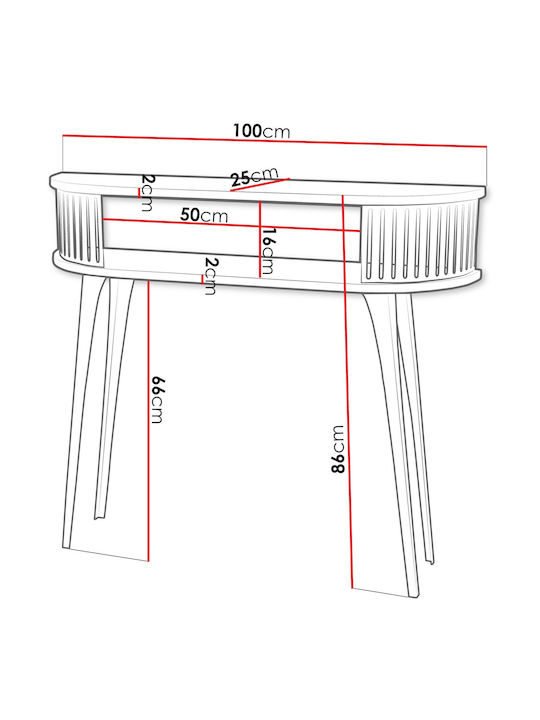 Roenni Console Table Wood & Metal Gold, Leuko Marmaro L100xW25xH86cm