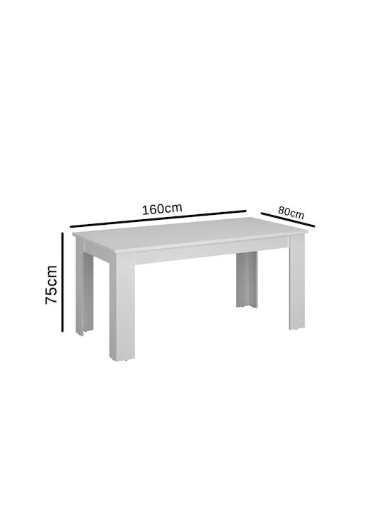 Erden Tisch Küche Holz Weiß 160x80x75.1cm