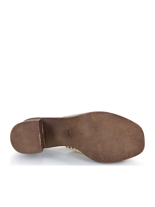 Mules mit Chunky Hoch Absatz in Beige Farbe