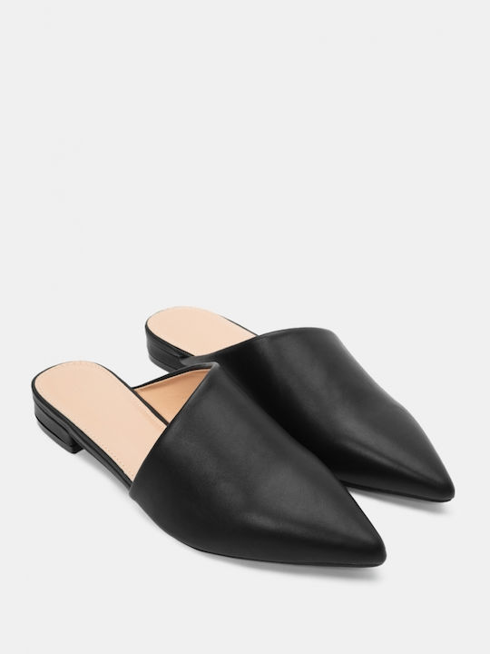 Luigi Heel Leather Mules Black