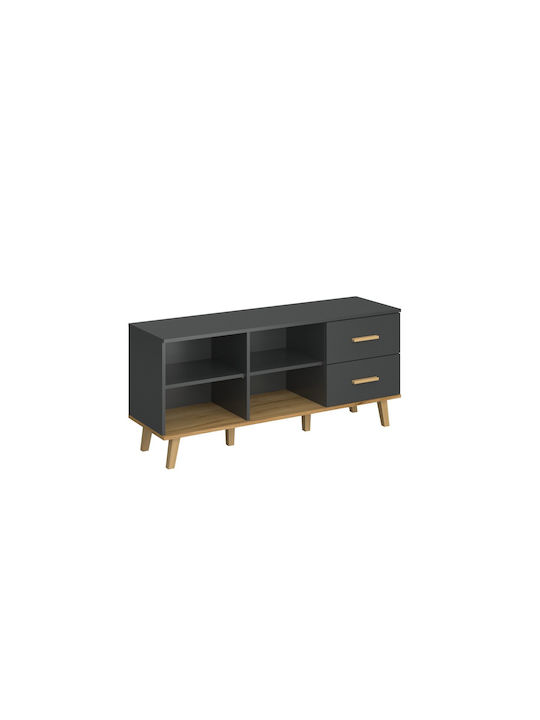 Bufet Pluton cu Sertare Anthracite-Gold Oak 134.1x40x60.6cm