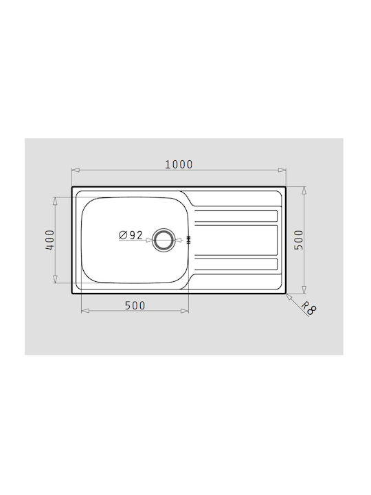 Pyramis Zeda Plus 1B 1D 107152701 Drop-In Sink Left Inox Satin W100xD50cm Silver
