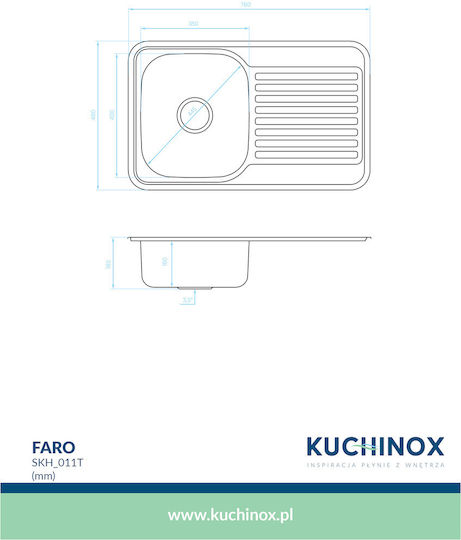 Kuchinox Faro Ένθετος Αριστερός Inox Σατινέ Μ78xΠ48cm Ασημί Kuchinox Faro Ένθετος Αριστερός Inox Σατινέ Μ78xΠ48cm Ασημί
