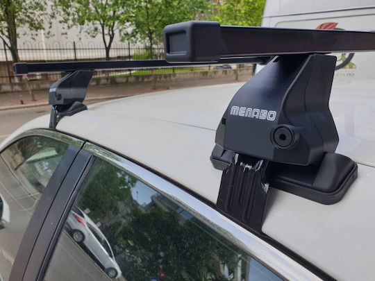 Menabo Bare De Acoperiș Pentru Mașină Oțel 130 Cm Pentru Nissan Pulsar Note 5D 2014+ Set Cu Picioare Negre